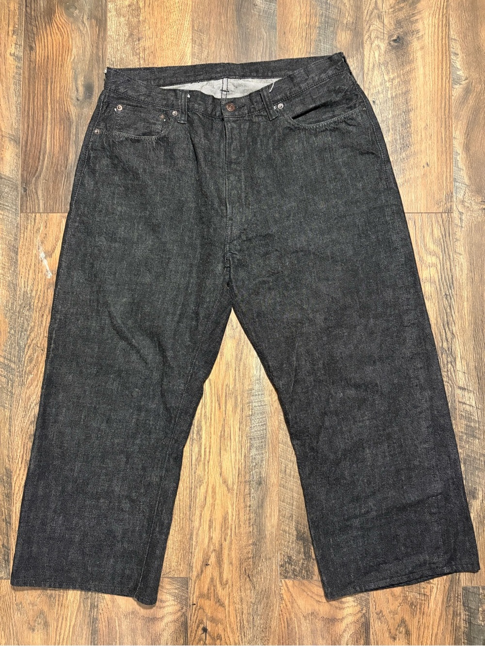 Fullcount 0105BK Wide Black Selvedge Jeans 38 Hemmed Japan